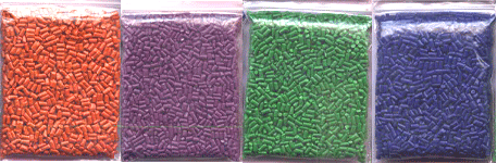 recycled coloured polypropylene granules.